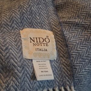 Made In Italy Italian Chic Couch Candy 🇮🇹 NIDO Notte Blue Fringe Throw Blanket